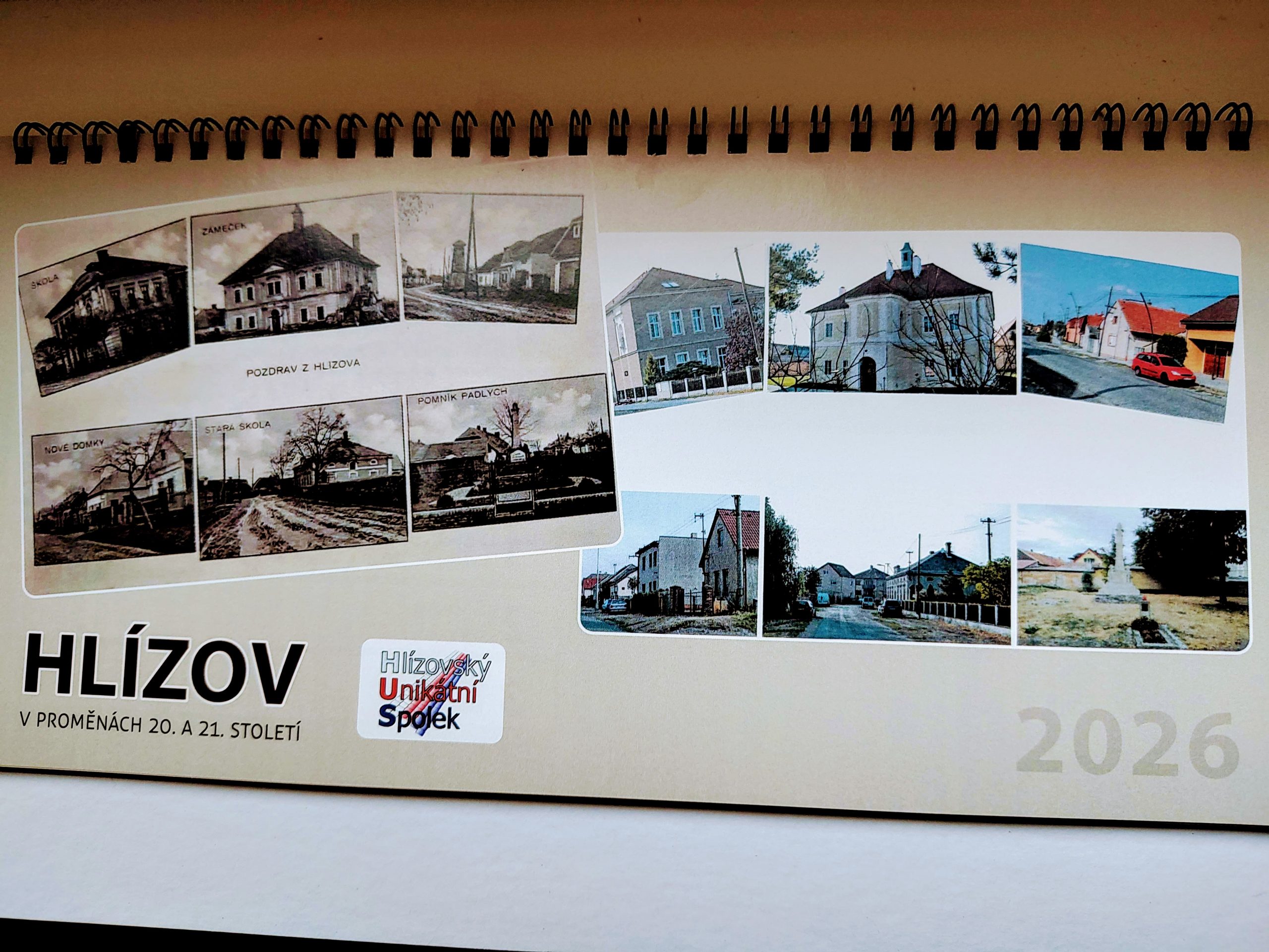 Stolní kalendář s historickými fotografiemi Hlízova na rok 2026
